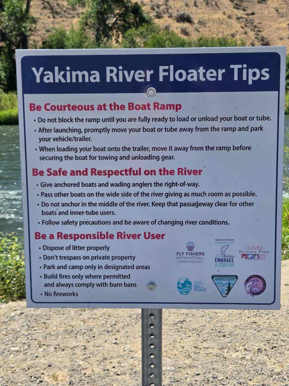 River Floater Safety Tips Sign